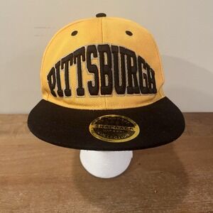 Pittsburgh SnapBack Hat Yellow Black Embroidery Adjustable Cap Streetwear READ‎